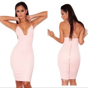 Pink Loren Blush Bralette Midi Bodycon Dress